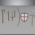 Medieval Weapons Collection Featuring Axes Swords Bow Shield And Daggers