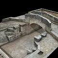 Ancient Stone Ruins Structure Featuring Stone Walls Stairs Archway And Paved Floor