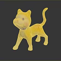 Cute Yellow And White Cartoon Cat Figurine With Striped Tail And Pink Cheeks