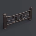Ornate Metal Fence Featuring Curved Decorative Patterns And Sturdy Support Posts