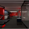 Urban Fight Club Boxing Ring Fitness Training Space With Red Black Decor