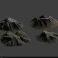 Four Textured Mountain Models In Gray And Brown Terrain Design 3d model