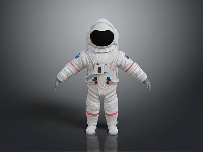 White Astronaut Space Suit Equipment With Blue Red Patches For Space Exploration 3d model
