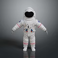 White Astronaut Space Suit Equipment With Blue Red Patches For Space Exploration