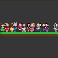 Colorful Cartoon Characters With Various Hairstyles And Outfits On Green Platform