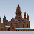 Historic Red Brick Architecture With Tall Towers Spires Slate Roof And Gothic Windows
