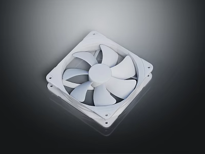 White Square Electronic Cooling Fan With Plastic Frame And Blades For Devices 3d model