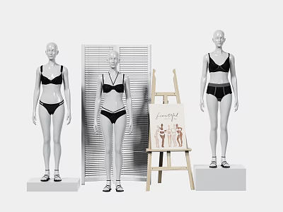 Model Doll Fashion Display Mall Clothing Window Display Clothing Store Model Fashion Store Underwear Bra Female Model Screen 3d model