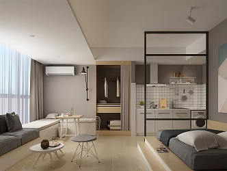 Nordic Apartment Living Room 3d model
