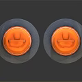Two Stacked Reflective Orange And White Traffic Cones With Grey Bases On Black Background