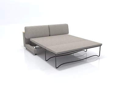 Gray Lazy Sofa With Convertible Bed Function And Modern Metal Frame Design 3d model