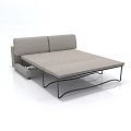 Gray Lazy Sofa With Convertible Bed Function And Modern Metal Frame Design