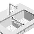 Stainless Steel Kitchen Sink Double Bowl Design With Faucet And Drainer Rack