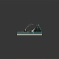 Cartoon Style Fantasy Scene with Castles Buildings Water Areas and Boats