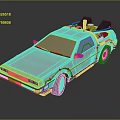 DeLorean DMC12 Car With Blue Exterior Gullwing Doors And Roof Mounted Device