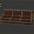 Red Sofa With Golden Floral Patterns And Elegant Upholstery Design