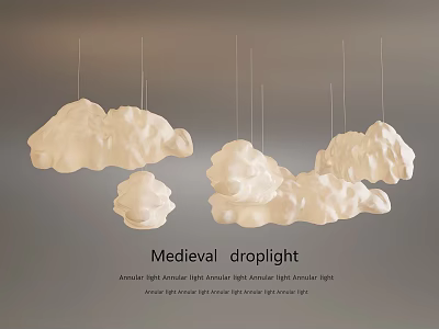 Medieval Droplight With Cloud Shaped Design And Textured Hanging Fixture 3d model