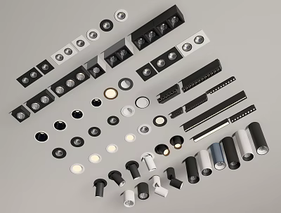 Various Styles Recessed and Spot Lighting Fixtures for Modern Home Interior 3d model