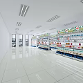 Modern Pharmacy Interior Design With Shelves Full Of Medicines And Health Products