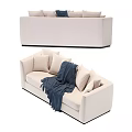 Cozy Beige Sectional Sofa Interior With Blue Throw Blanket And Beige Cushions