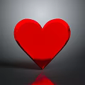 Red Heart Shaped Decorative Daily Life Item With Reflection On Gray Background