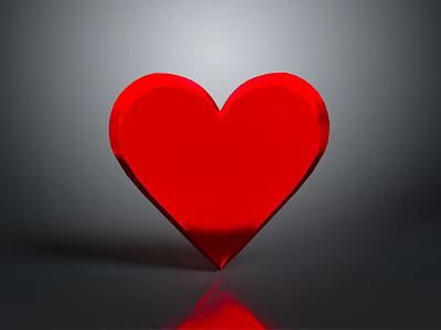 Red Heart Shaped Decorative Daily Life Item With Reflection On Gray Background 3d model