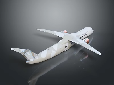 White Commercial Airplane Model With Wings Engines And Reflective Display Surface 3d model