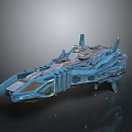Futuristic Spaceship 3D Model With Metallic Blue Exterior And Glowing Details