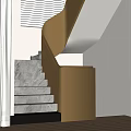 Modern Interior Staircase with Gray Marble Steps Golden Handrail and Lighting