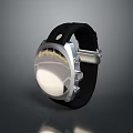 Stylish Wrist Watch With Black Strap Silver Case Transparent Dial And Yellow Details