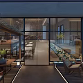 Modern Clubhouse Exterior Featuring Glass Facade Wooden Deck Plants And Interior Lounge Seating