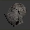 Ancient Rusted Metal Helmet With Worn Surface And Protective Design