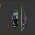Decorative Fantasy Weapons Set With Blue Bow Purple Spear And Ornate Quiver Design