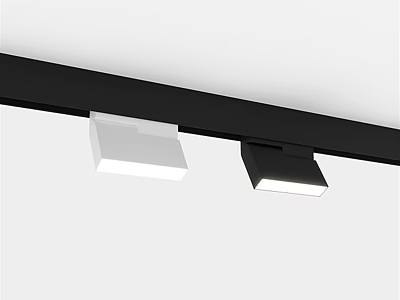 Modern Downlights and Spotlights on Black Ceiling Track with White Housing 3d model