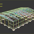White Building Frame Model With Clear Structure Support Columns Beams And Reflection On Dark Background 3d model