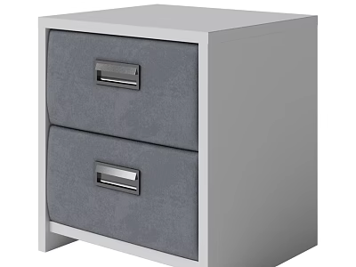 Modern White Drawer Chest With Two Gray Drawers And Metal Handles 3d model
