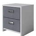 Modern White Drawer Chest With Two Gray Drawers And Metal Handles