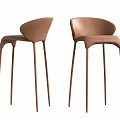 Modern Brown Bar Stools With Curved Backrest And Sleek Thin Legs 3d model