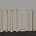 French Roman Column Square Column 3d model