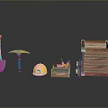 Construction Work Tools Collection With Shovel Pickaxe Yellow Hard Hat Toolbox And Wheelbarrow
