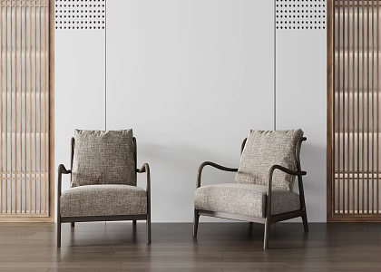New Chinese Style Single Sofa Leisure Chair 3d model