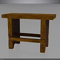 Classic Solid Wooden Bench With Simple Rectangular Top And Sturdy Legs