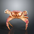 Vibrant Spotted Crab With Large Claws And Colorful Shell On Dark Surface