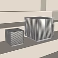 Modern Geometric Table Lamps With Striped Shade And Warm Light On Minimalist Steps