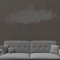 Cloud Shaped Chandelier in Living Room with Dark Wooden Wall and Light Gray Sofa