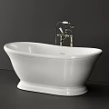 Sleek White Modern Bathtub with Oval Shape and Chrome Faucet Fixtures