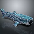 Colorful Spotted Shark Model With Blue White Patterns And Artistic Design