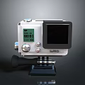 White GoPro Digital Camera With LCD Time Display And Mounting Bracket For Computer Use 3d model