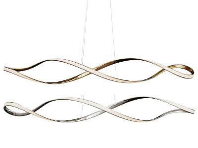 Modern Wave Design Chandeliers with Gold and Silver Metal Finish for Contemporary Interior Decoration 3d model