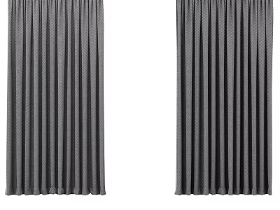 Gray Vertical Textured Curtains for Home Window Decoration 3d model